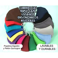 Cubrebocas Triple Capa Con Pellón Quirúrgico Rosa, Azul, Etc