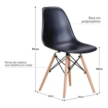 Conjunto 4 Cadeiras Eames Eiffel Com Pés De Madeira - Preto Desenho Do Tecido Não Se Aplica