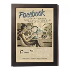 Quadro Poster Com Moldura Facebook Vintage Rede Social