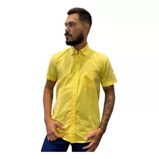Camisa Masculina Txc Custom Manga Curta Xadrez Amarelo