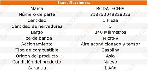 (1) Banda Accesorios Micro-v A/a, Tensor X5 3.0l 6 Cil 01/02 Foto 2