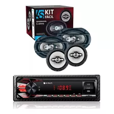 Kit Fácil Le Son Falante 6 Pol + 6x9 + Rádio Automotivo Bt 