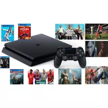 Sony Playstation 4 Slim 500gb Com Jogos Preto Onyx