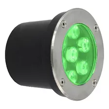 Balizador Spot Led Embutir Chão Piso Jardim 7w Verde Bivolt Cor Da Cúpula Inox Cor Da Estrutura Preto