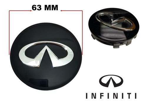 Kit De 4 Centros De Rin Infiniti Qx60 2016-2020 Negro 63 Mm Foto 2