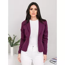 Blazer Curta Feminino Em Alfaiataria Forrado,botao Encapado