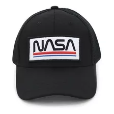 Gorra Nasa Con Red Bordado Logo Frontal Negra Azul Cap Nueva