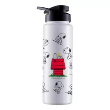 Garrafa Agua Squeeze Turma Do Snoopy Branca Bpa Free 