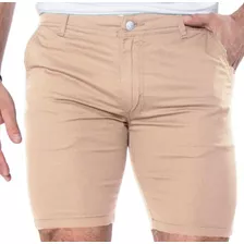 Bermuda Hombre Corte Chino Short Slim Gabardina Elastizada