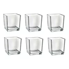 Kit 6 Mini Vasos De Vidro Castiçal Porta Vela De Mesa