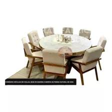 Comedor 8 Sillas Cubierta Circular Piedra Onix Led Iluminado