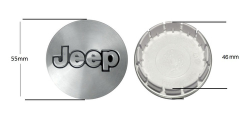 4 Centros Rin Nuevo Jeep 55mm Cherokee Wrangler Metalico Foto 4