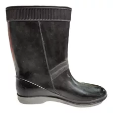 Bota De Lluvia Pvc Dama Color Negra Impermeable