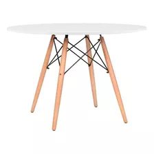 Mesa De Jantar Redonda Well Branca 110 Cm Cor Branco