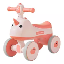 Bicicleta Montable Patinete Cuatro Ruedas Unicornio Niños Color Rosa