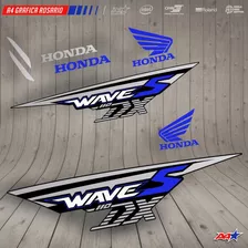 Calcos Azul Honda Wave 110 110s Dx Llantas Aleación Lujo