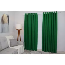 Cortina Veneza Dupla Oxford 4 Folhas 600x280 Sala/quarto Cor Verde-bandeira