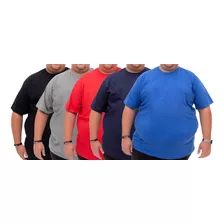 Camiseta Básica Plus Size Kit 5 - G1 Ao G5 - Frete Grátis