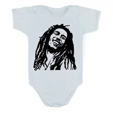 Body Manga Curta Bebê Bodie Bob Marley Reggae Sorrindo