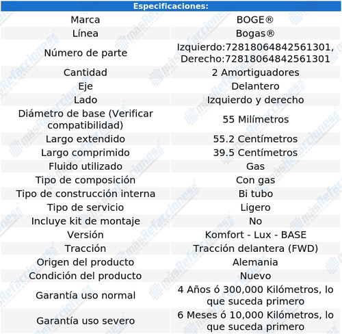 Par Amortiguadores Gas Del Eos L4 2.0l 09 Al 11 Boge Bogas Foto 2