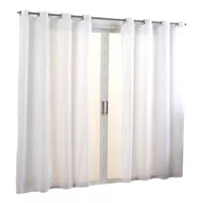 Cortina Voil Luxo 2,80 X 2,30 Sala/quarto Com Ilhós Cromado Cor Branco