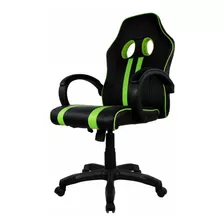 Silla Gamer Oficina Ergonómica Negro Con Verde Mundo In