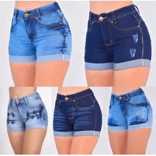 Kit 5 Short Bermuda Jeans Feminino. Atacado. Elastano Lycra