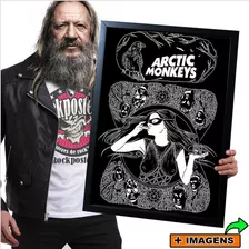 Quadro Artic Monkeys Rock Musica Com Moldura Preta A2 Cor Cores Vivas, Impressão Hd Cor Da Armação Moldura Na Cor Preta