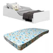 Mini Cama Baby Infantil Montessori Con Colchón Celeste