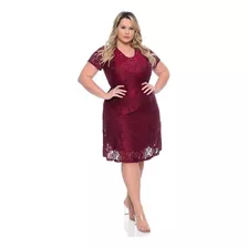 Vestido Midi Renda Plus Size Rodado Feminino Festa Madrinha 