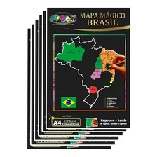 Papel Magico Mapa Brasil Raspar Raspadinha Off Paper 6 Folha Cor Preto
