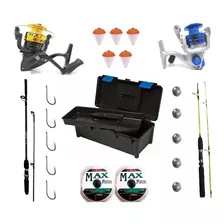 Kit Pesca Completo 2 Molinetes 2 Varas + 17 Itens + Brinde!