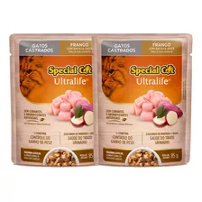 2 Sachês Special Cat Gatos Castrados Frango Ao Molho 85g 