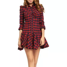 Vestido Sobretudo Flanelado Xadrez Feminina Casacão Grunge