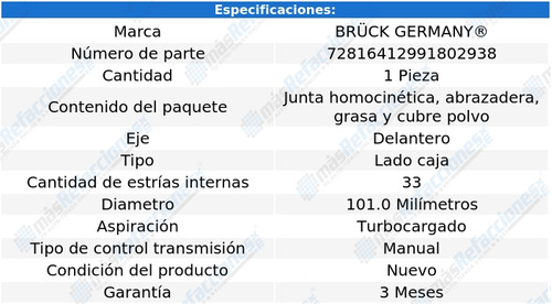 Junta Homocintica Lado Caja Gti 2.0l 4 Cil 05 Al 09 Bruck Foto 2