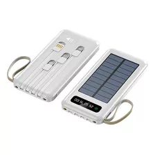 Power Bank Solar 20000mah Com 4 Portas - Carregamento Rápido Cor Branco