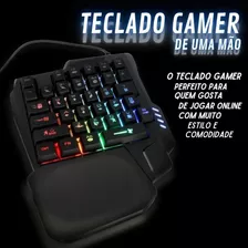 Teclado Uma Mão Single Handed Usb Rgb Multimídia Pc Notebook Cor De Teclado Preto Idioma Português Brasil