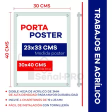 Porta Poster De Acrílico 3mm 30x40cms