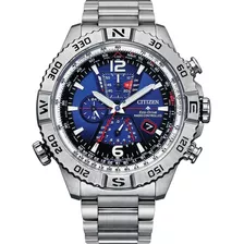 Reloj Citizen Promaster Navihawk Original Hombre E-watch Color De La Correa Plateado Color Del Bisel Plateado Color Del Fondo Azul Oscuro