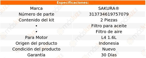 Kit Filtros (2) Elantra Gt L4 1.6l 2019/2020 Sakura Foto 2