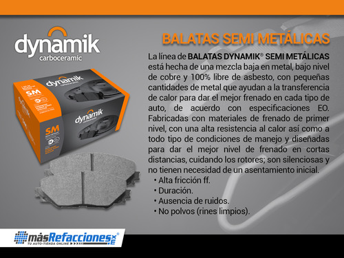 Balatas Semimetalicas Delanteras Talon L4 2.0l 90-98 Dynamik Foto 5