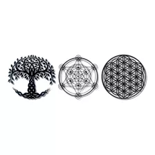  Trio Quadros Vazados Mandalas Geometria Sagrada 30cm Cada