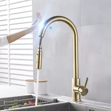 Torneira Luxo Gourmet Cozinha Monocomando Com Sensor Dourado