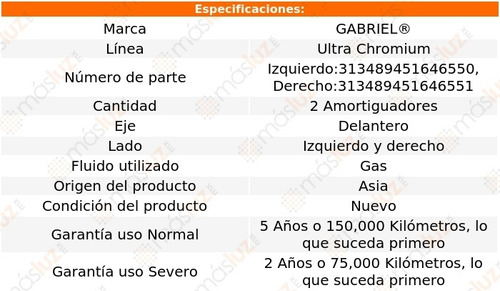 Kit 2 Amortiguadores Del Gas Ultra Chromium 6 14/15 Gabriel Foto 2