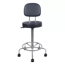 Cadeira Mocho Alto Branco Ergonômico Base Cromado Cor Preto