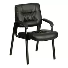 Flash Furniture Silla De Recepción (piel), Color Negro Color Black Leather/black Frame