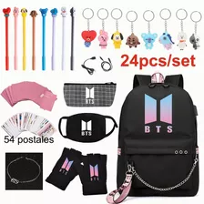 Set De Mochila Bts Con Bolígrafos Recargables 24pcs