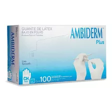 Guante Ambiderm Plus Color Blanco Talla S (chica) Con 100pz