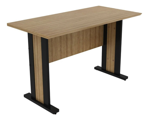 Mesa Reta De Escritório Com 117cm Tampo De Office Wt Amêndoa/preto