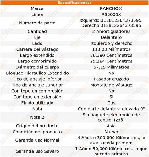 Kit 2 Amortiguadores Del Gas Rs5000x Sierra 1500 Classic 07 Foto 3